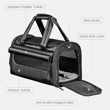 Транспортна переноска для собак та котів, чорна, M - складана переноска для подорожей літаком, авто та потягом