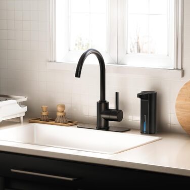 Automatic Soap Dispenser with Window - Infrared Sensor, 250ml, USB Rechargeable, Waterproof, Adjustable Dosage, Drip-Free, for Kitchen & Bathroom - Matte Black