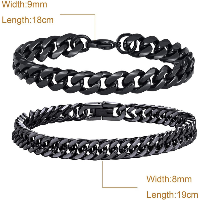 Чоловічий браслет TempBeau: 4/5 шт. браслети з нержавіючої сталі, 19/21 см, ланцюжок 'Panzerkette', стиль хіп-хоп, для папи, друга, подарунок