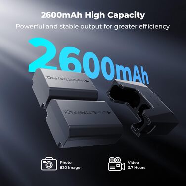 Акумулятор K&F CONCEPT NP-FZ100 2600mAh з зарядним пристроєм для Sony Alpha A7 III A9, 18W PD/QC