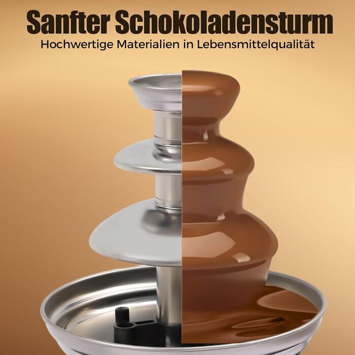 Електричний шоколадний фонтан на 3 яруси з функцією плавлення, 40W, ємність 0.45 кг, з нержавіючої сталі, для вечірок, днів народжень, весіль