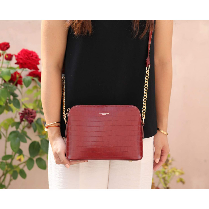 Сумка крос-боді David Jones жіноча зі штучної шкіри (екошкіра) червона з ланцюжком. Вечірня, повсякденна сумка-клатч на блискавці. Елегантний дизайн.