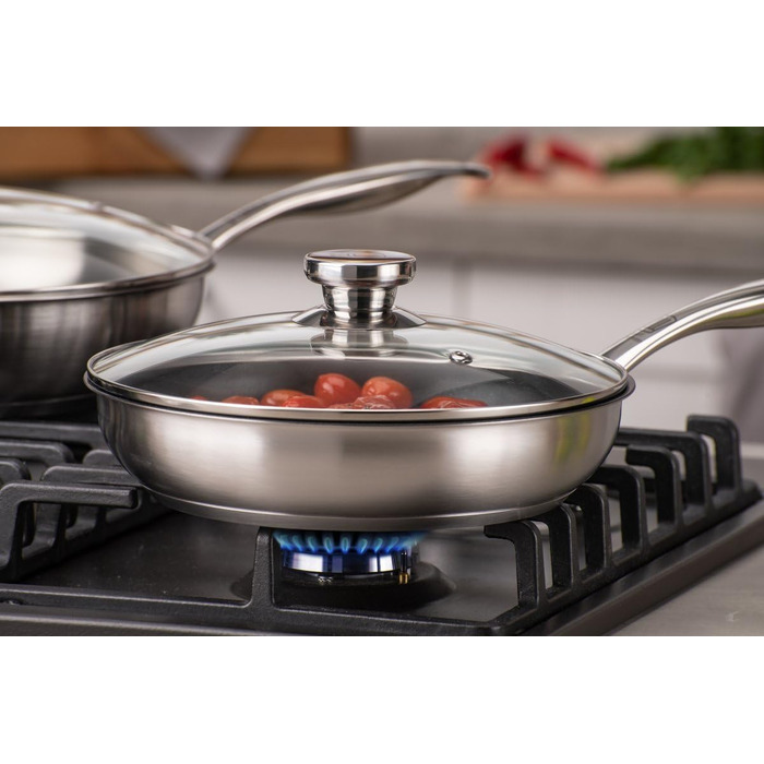 Fackelmann Chefkoch Stainless Steel Fry Pan Set - 28cm & 24cm, Induction & Dishwasher Safe