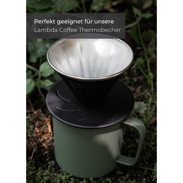 Многоразовий кавовий фільтр LAMBDA COFFEE SIERRA V01, нержавіюча сталь, чорний, для кемпінгу, з карабіном