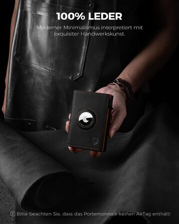 Портмоне DODENSHA® MagSnap для чоловіків з RFID захистом, відділенням для AirTag, картхолдером та відділенням для монет. Чорно-помаранчевий колір.