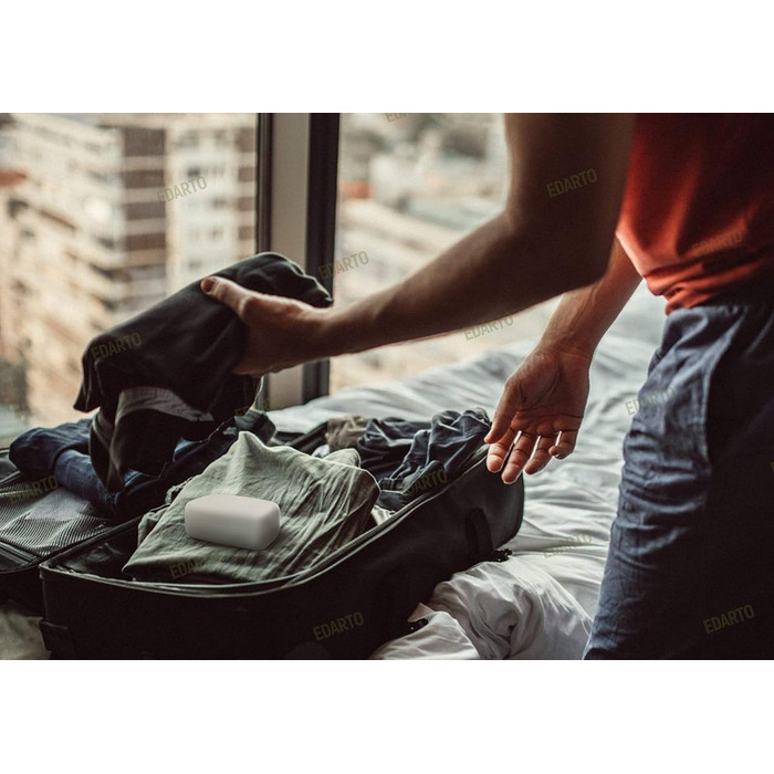 Миска для мила EDARTO® з бамбука з піддоном для стікання та кришкою – екологічна, з бамбука та кукурудзи + мішечок для мила з 100% натурального сизалю для пілінгу тіла