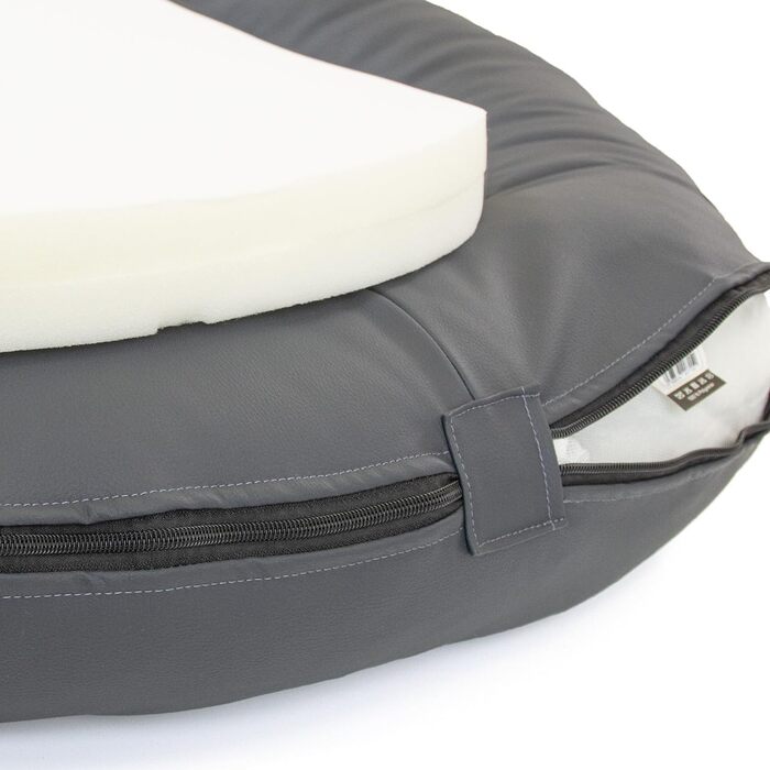 Wallace & Jones | Преміум собаче ліжко Болтон, диван для собак 63x50 см, штучна шкіра, для маленьких собак, прихований блискавка, миється, нековзне, темно-сірий 63 x 50 см, темно-сірий