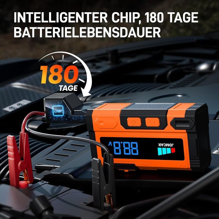 Powerbank для запуску автомобіля JDMCAR JM02: 6000A, 12V, LCD, LED, для бензинових та дизельних авто (до 9L/8.5L)