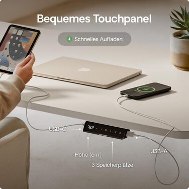 Регульований стіл Desktronic Homeone 160x80 см – електричний, з USB-портами, білий