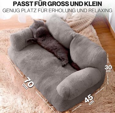 Кішка Софа Simba для котів та собак сірого кольору | З міні-подушкою | 70x48 см | Ліжко для котів та собак | М'яке, з достатньою підкладкою | Знімний чохол