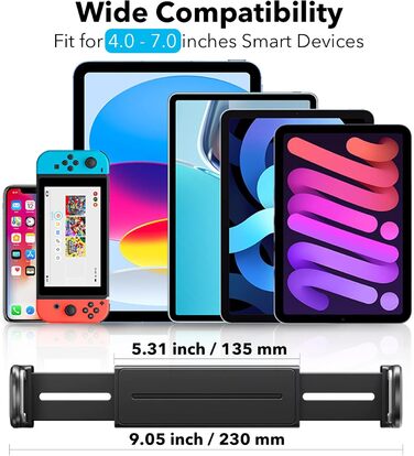 Утримувач для планшета в авто, регульований, універсальний, для iPad/iPhone/Samsung Galaxy Tabs/Kindle Fire HD/Nintendo Switch, 4.4-11 дюймів, ЧЕРВОНИЙ (Срібний)