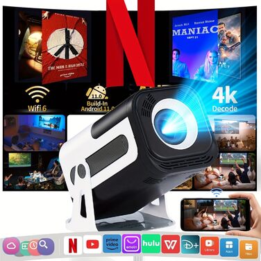 Портативний міні-проектор HY300 Pro з WiFi 6, Bluetooth 5.0 та Android 11.0 (1080P, 4K Decode)