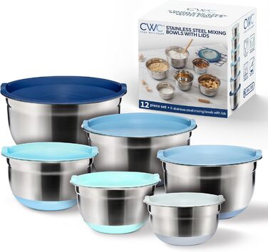 Набір місок для змішування Cook With Color з нержавіючої сталі та мірних склянок, 11-piece (Синій)