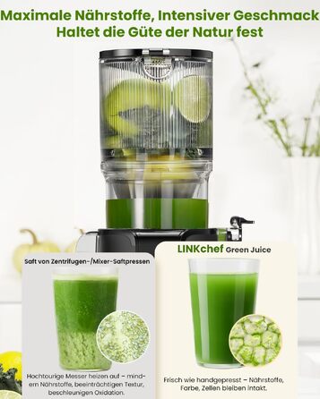 Шнекова соковижималка LINKChef 200W для овочів та фруктів, чорна