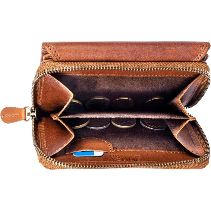 Benthill Wallet for Women Leather - RFID Genuine Leather Wallet - Vintage Purse - Coin Pocket with Zipper, Color: Gray