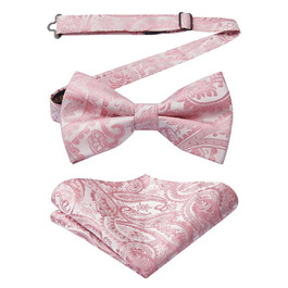 Метелик HISDERN для чоловіків з кишеньковим хустинкою, однотонний, регульований, для смокінгу, весілля, вечірки (E Altrosa 1)