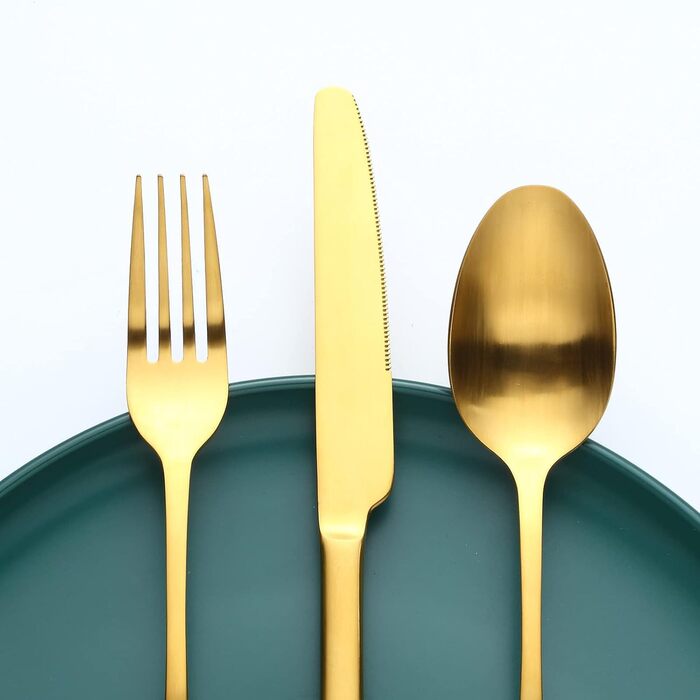 Bestdin Cutlery Set 12 People, 60 Piece Stainless Steel Cutlery Set Matte Gold Eating Cutlery Set with Knife Fork Spoon, High-Quality Stainless Steel Cutlery, Dishwasher Safe.