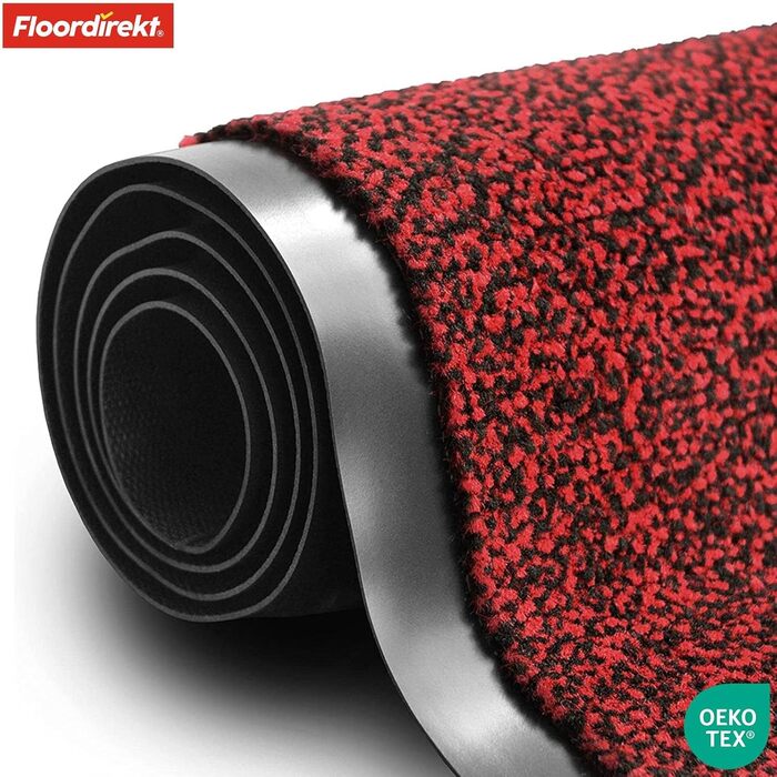 Килимок для підлоги Floordirekt Rhine - миючий, потужний, з антиковзким покриттям - килимок для входу (Sparrow), червоний (меланж), 80x120 см