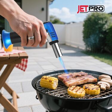 Газовий запальник Butan з регульованим полум'ям для кухні, випічки, барбекю, паяння. Безпечне замщення, вікно рівня газу (газ Butan не входить в комплект)