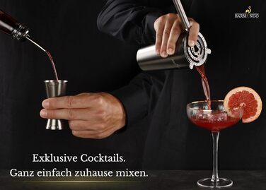 BARMINGO Stainless Steel Cocktail Set - 11 Piece Bar Set with Shaker, Stand & Accessories | Cocktail Shaker Set | Bartender Set | Cocktail Mixing Set | Bar Set | Gift Set | Black Metallic Black