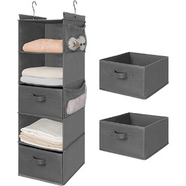 Органайзер для шафи MAX Houser з 5 полицями, навісний, економія місця, з 4 кишенями збоку, складний, бежевий