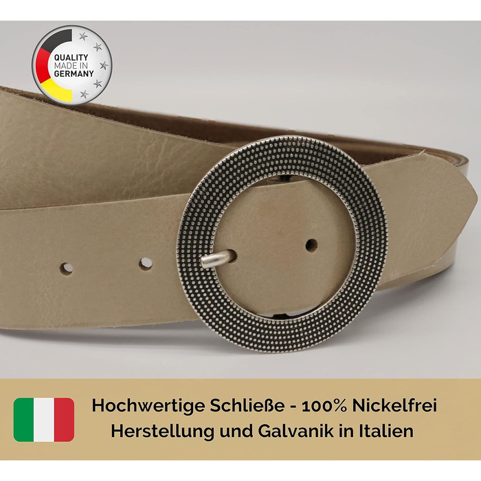 Жіночий шкіряний ремінь Anna Matoni 4 см, Німеччина, бежевий - класичний дизайн, натуральна шкіра, нікелева пряжка, 115 см