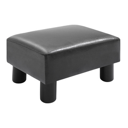 HOMCOM Chesterfield Ottoman Footstool Bench from Faux Leather Black 40x30x24cm Stylish & Comfortable for Living Room & Hallway