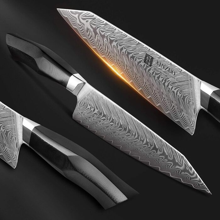 XINZUO ніж кухарський Дамаск 21.5см, Kiritsuke Gyuto, професійний, сталь G10, магнітний чохол, серія Feng