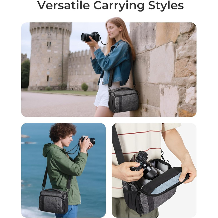 Сумка для камери Bagsmart: DSLR, SLR, System Camera, Об'єктиви та Аксесуари (Сіра)