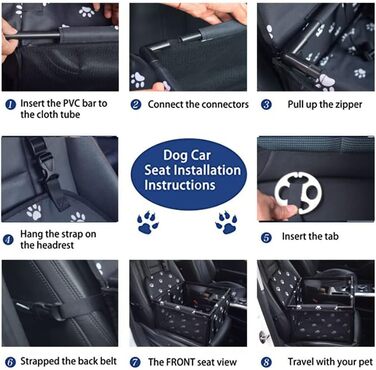 Водонепроникний і дихаючий килимок для автомобіля з домашніми тваринами GUOYI® - безпечний, двошаровий, потовщений, з сумкою для перенесення та подушкою для подорожей (чорний)