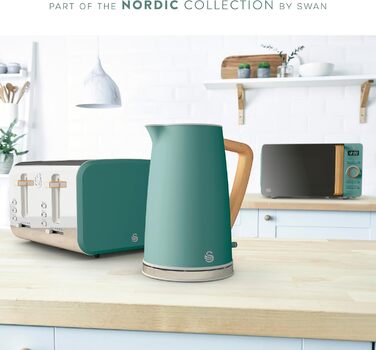 Мікрохвильова піч Swan Nordic SM22036LGREN 20 л з LED-дисплеєм, 6 режимів, зелена, 800 Вт