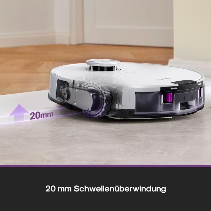 Робот-пилосос Eureka E20 Evo Plus з функцією миття та автопорожненням, 10000 Па, для твердих підлог та килимів, білий