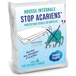 SWEET NIGHT - Fitted Mattress Cover 160x200 cm | Anti-Bed Bugs and Anti-Mites | Fully Protects Your Mattress | Zipper Closure | Without Chemical Treatment | Depth up to 30 cm