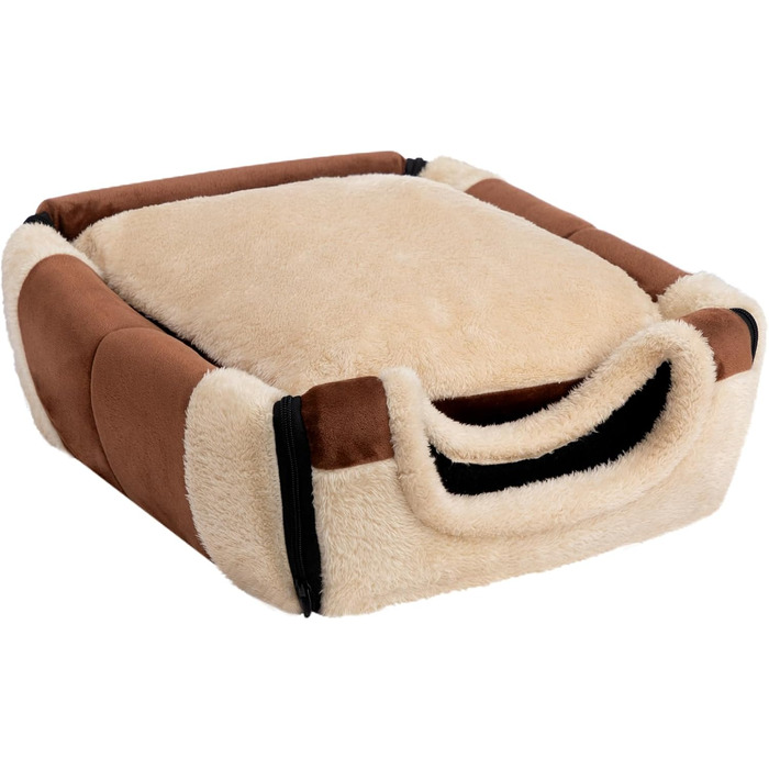Hollypet Cat Bed Small Dog Bed, 2-in-1 Foldable Plush Pet Bed for Cats & Small Dogs, Cozy and Soft Pet Cave Bed for Indoor Outdoor, (Coffee)