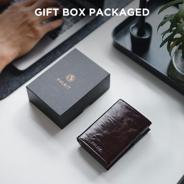 Елегантне шкіряне картхолдер VULKIT з RFID-захистом: картхолдер з відділенням для грошей, візиток та монет (Dutch Martin Espresso)