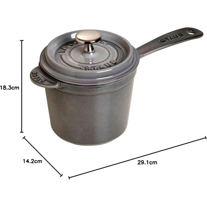 Каструля-ковш STAUB 18 см, 2,8 л, чавун, для соусів, універсальна, графітово-сіра