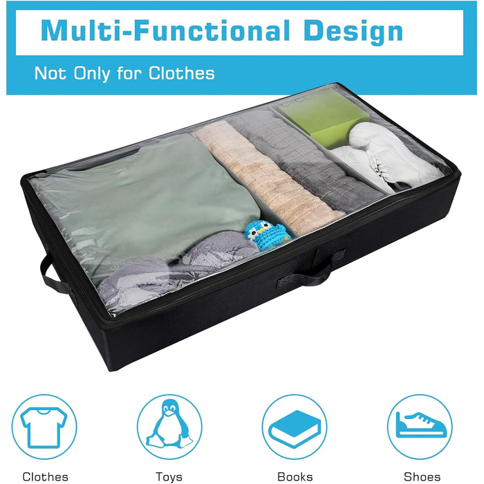 Органайзери для зберігання під ліжком Xtsuen (2 шт.) з металевим каркасом та колесами, велика місткість, для одягу, взуття, ковдр