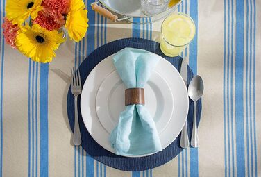 DII PVC Tablecloth Collection - Woven for Indoors and Outdoors, Polyvinyl Chloride, Nautical Blue, Round Placemat Set, 13.75