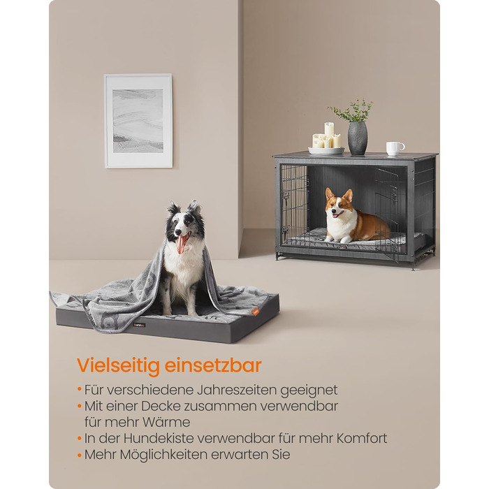 Крізь для собак Feandrea, розмір M, 76 x 51 x 8 см, водовідштовхувальний, для маленьких та мініатюрних собак, сірий, PGW241G01