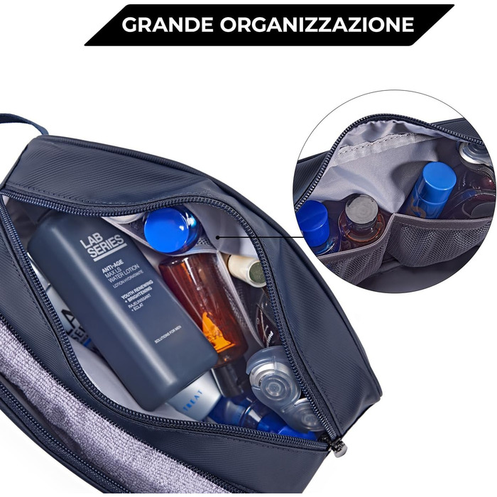 Чоловіча подорожня косметичка BAGSART з подвійною блискавкою, об'єм 5л, темно-сіра