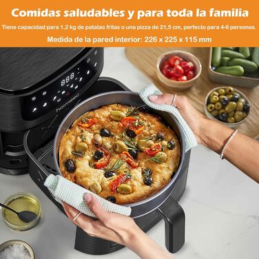 HAIMEEC 6L Air Fryer with Viewing Window - 8-in-1 Oil-Free Fryer, Shake Reminder, Non-Stick Coating, 30-200°C, 78 Recipes, Quiet Operation
