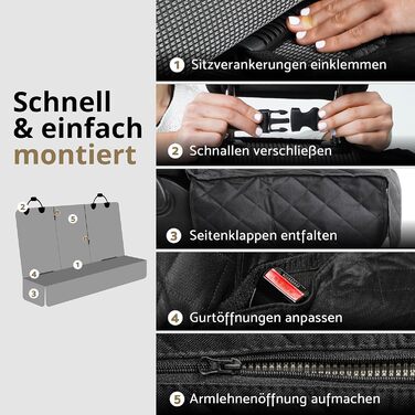 Захисний чохол на сидіння автомобіля для собак AMZPET (122 см) – Водостійкий, антиковзний та стійкий до подряпин – Міцний – 56 x 45 x 122 см. Підходить для маленьких автомобілів (купе або хетчбек). Універсальний, сумісний з Isofix