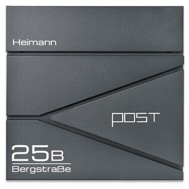 Поштовий ящик Verda з газетницею, нержавіюча сталь, антрацит, 2 ключі - дизайнерський настінний ящик з прихованим замком