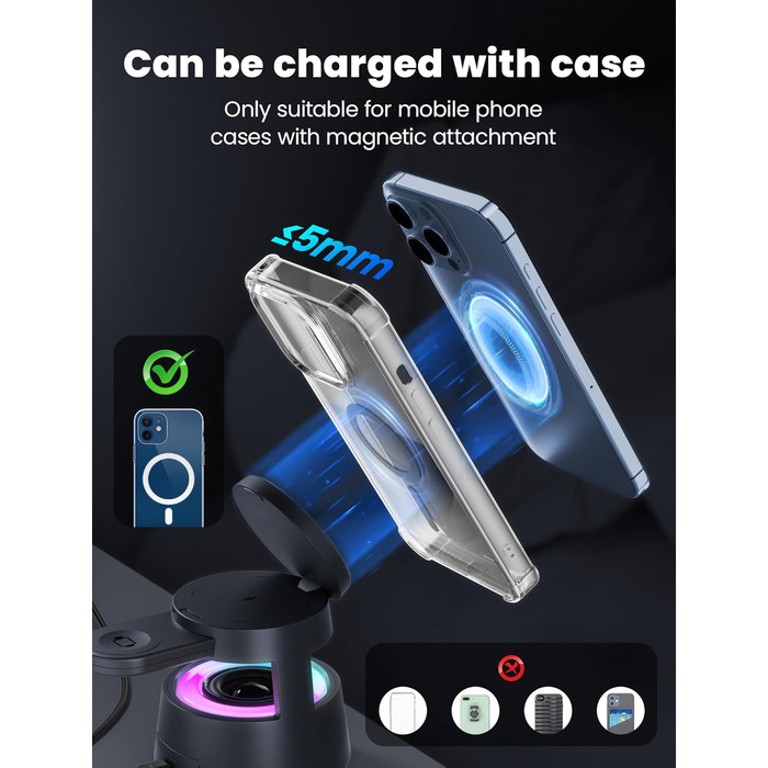 Bluetooth-динамик NEUTYPECHIC 5-в-1 зі зарядкою, лампою, тримачем та нічником