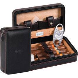Чоловіче шкіряне цигарряне етої Time C Club для 4 цигарок з різаком та зволожувачем, подарунок для нареченого, на день народження, на День батька
