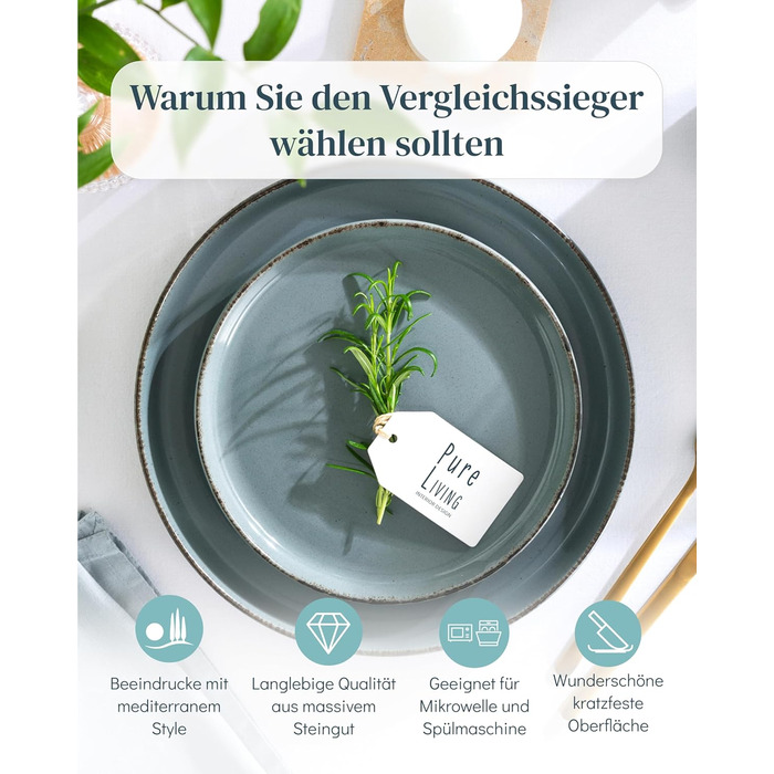 Набір чашок для кави Steingut (6 шт.) з рустикального стилю, Rauchblau (460 мл)