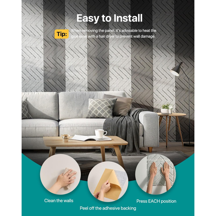 Акустичні панелі Soundsbay самоклеючі з поліестеру для звукоізоляції стін, 30x30x0,9 см, білий колір, 12 шт