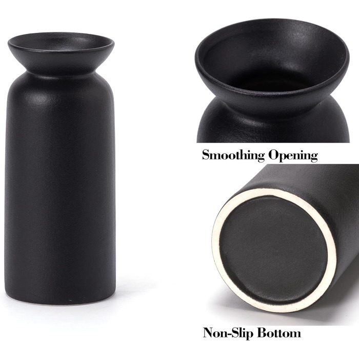 Керамічні вази 3 шт., Сучасний мінімалізм, Декор для дому, Вази для пампасной трави, Вітальня (12 Чорний)
