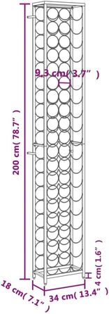 vidaXL Wine Rack 35 Bottles Metal Bottle Rack Bottle Stand Wine Cabinet (34 x 18 x 200 cm)