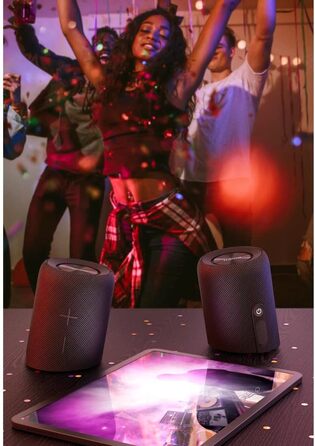 Hama Twin: Набір 2 Bluetooth колонок 30W, водонепроникні (IP67), чорні. Портативні, плавучі, до 10 годин роботи. True Wireless Stereo.